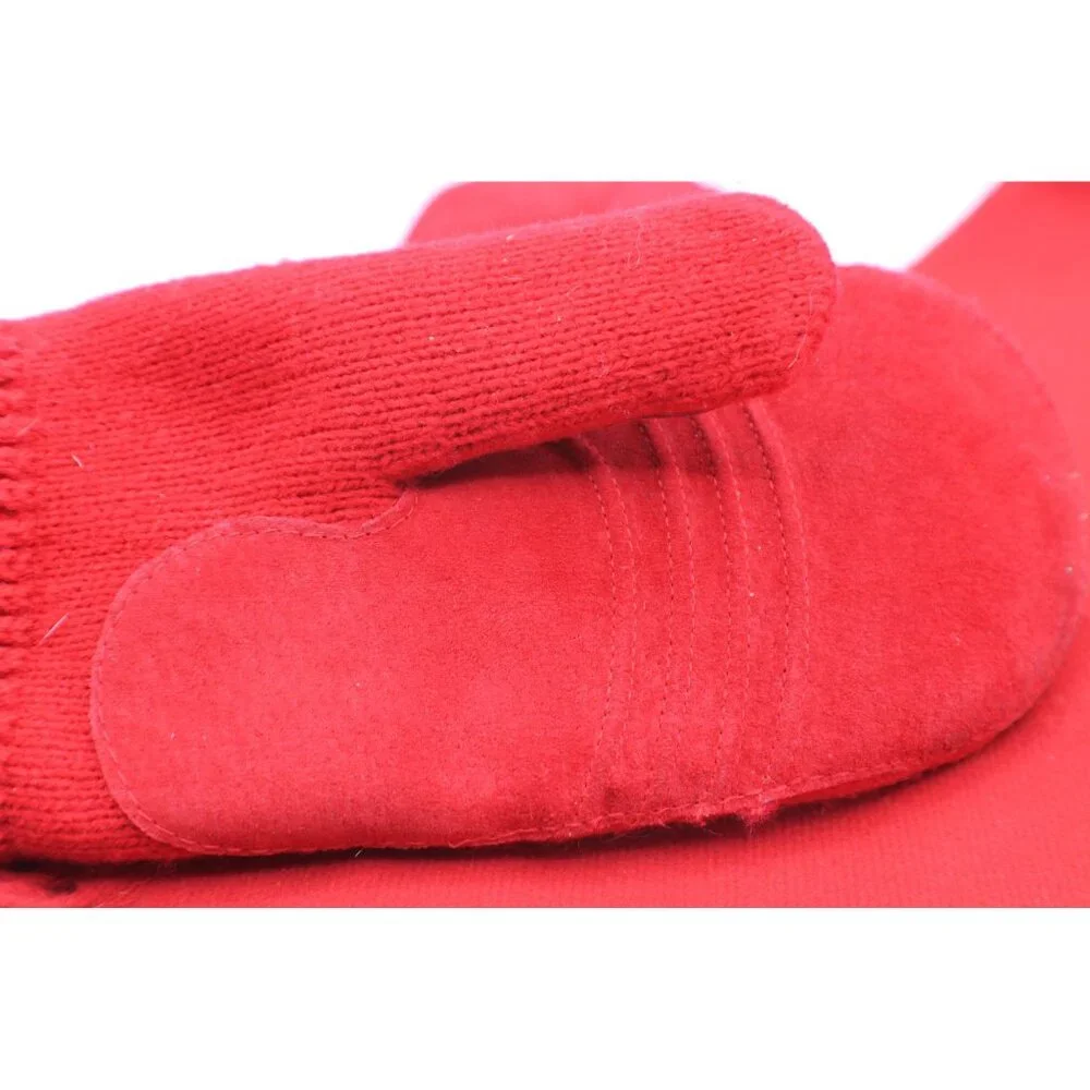 Isotoner Red Knit Mittens and Dillard Large Scarf Matching Set Lined Fleece Vtg - Picture 6 of 12